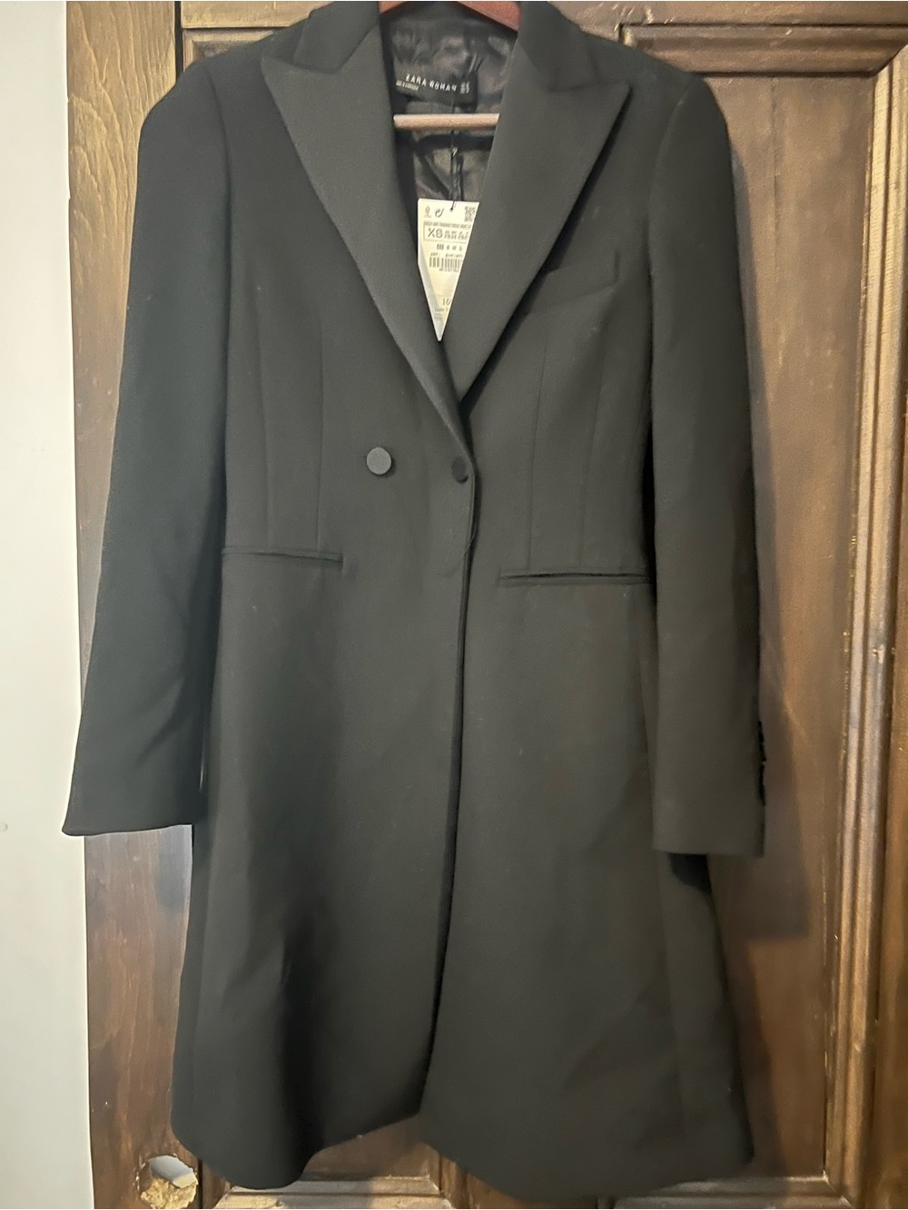 Zara Black Double-Breasted Long Trench Coat